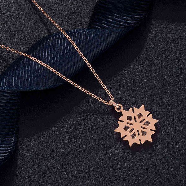 

shijia seiko version rose gold romantic small snowflake necklace with diamond fashion clavicle chain female, Silver