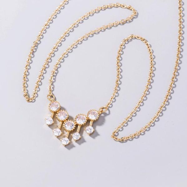 

pendant necklaces european and american jewelry fashion v-shaped zircon clavicle chain temperament tassel necklace, Silver