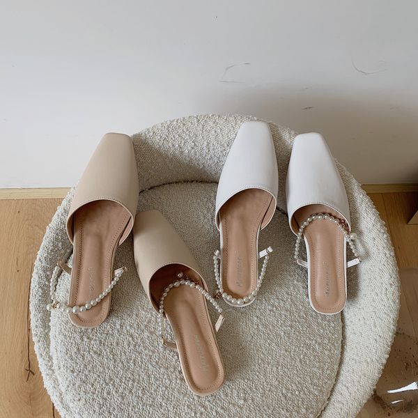 

sandals fashion mules woman shoes outdoor slides platform slippers pure color pearl decoration summer sandals y2k mjhg, Black