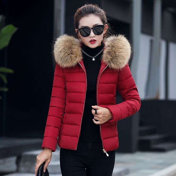 

winter women jacket 2021 hooded with fur collar warm thick parka cotton padded female fashion womens coat plus size 3xl#j30, Black