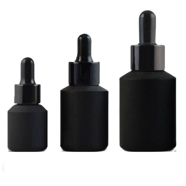 

storage bottles & jars matte black frost glass bottle rubber pipette essence essential oil dropper vial 15ml 30ml 60ml man cosmetic packagin