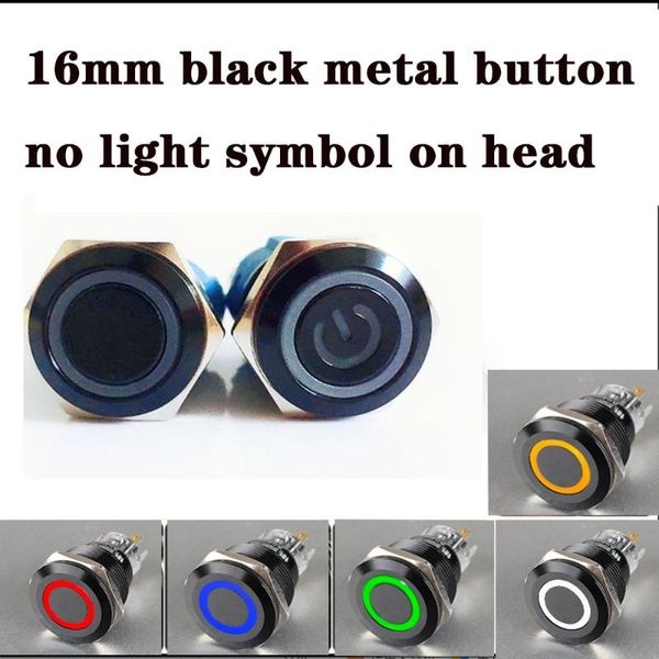 

smart home control 16mm black metal push button latching momentary waterproof switch led light circular head blue green yellow white