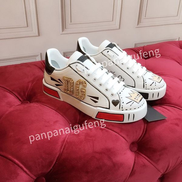 

fashion men women casual shoes genuine leather embroidery classic size35-45, Black