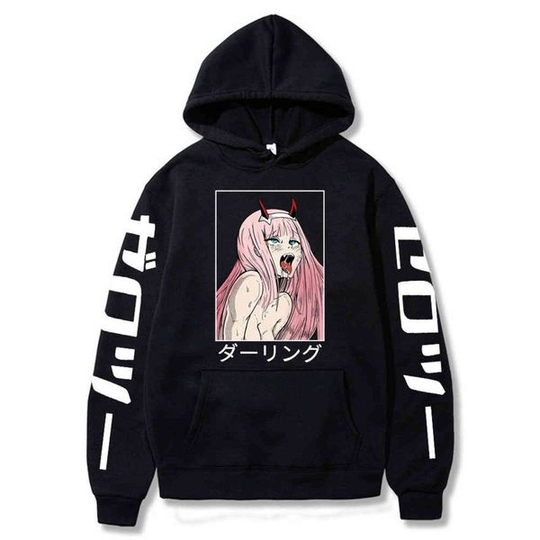 

darling in the franxx anime pullover men women hoodies sweatshirts zero two hoodie oversized streetwear y1109, Black