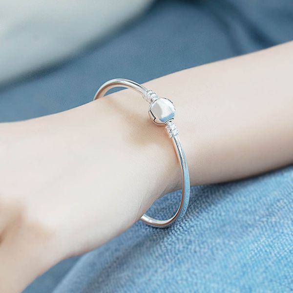 100% 925 Sterling Silber Armreifen für Frauen DIY Schmuck Fit Pandora Charms Herzform Armbänder Dame Geschenk mit Originalverpackung