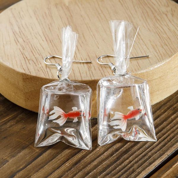

dangle & chandelier 1 pair earrings koi fish water bag for women trendy girls anti allergy graceful joker eardrop party gift decor, Silver
