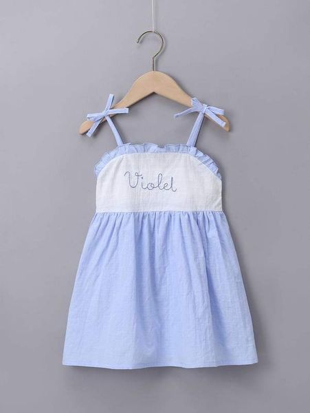 

toddler girls letter embroidery frill trim cami dress she, Red;yellow