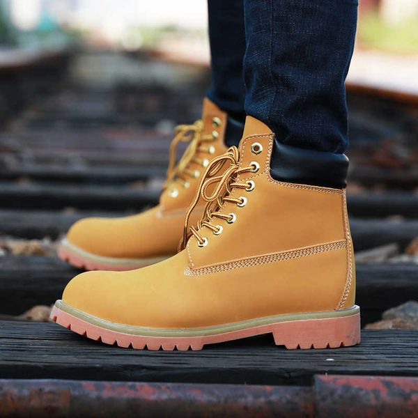 

martin boots men's autumn and winter british fashion shoes can't break rhubarb high desert lovers' work clothes men, Black