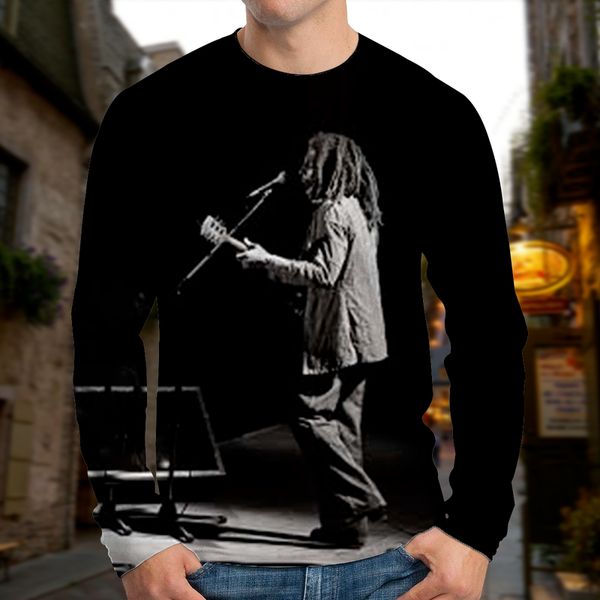 

men's rock rap oil painting men's printed 3d t-shirt street wear round neck long sleeve xl printed daily top, White;black