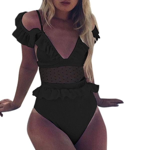 

one-piece suits push up 2021 women ruffles bikini push-up pad swimwear bathing swimsuit beachwear maillot de bain enfant fille