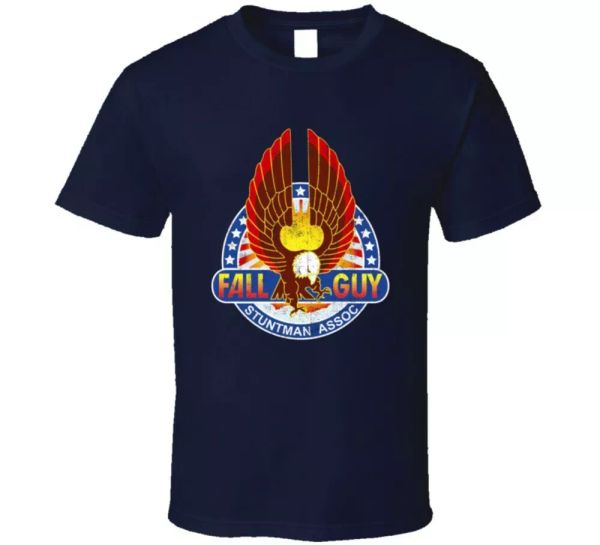 

fall guy stuntman association 80s tv fan t shirt, White;black