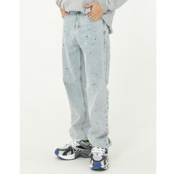 

men's jeans mens korean fashoins harem blue pants vintage straight harajuku wide leg denim