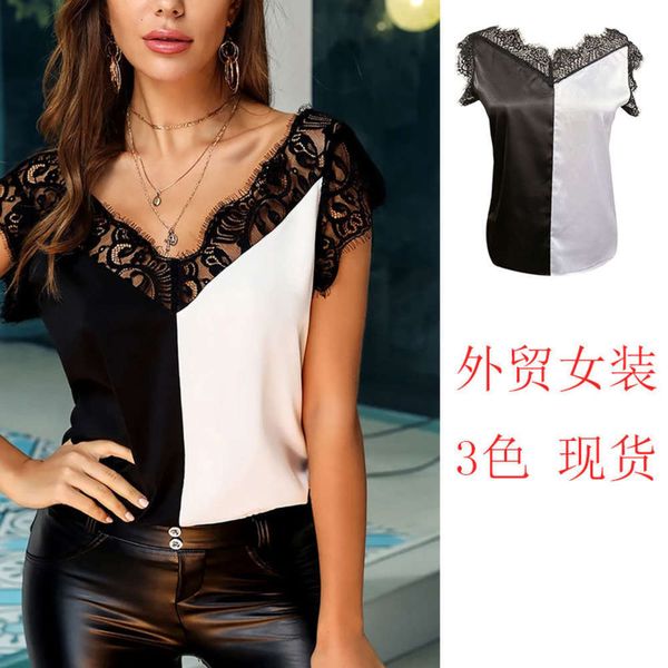 

women's t-shirt lace short sleeve 2021 ah6l, White