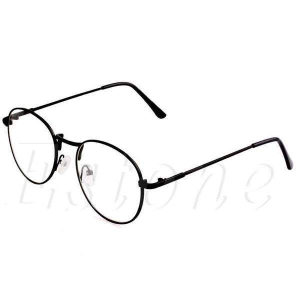 

fashion sunglasses frames retro women men round clear lens glasses nerd spectacles eyeglass metal frame 2021, Black