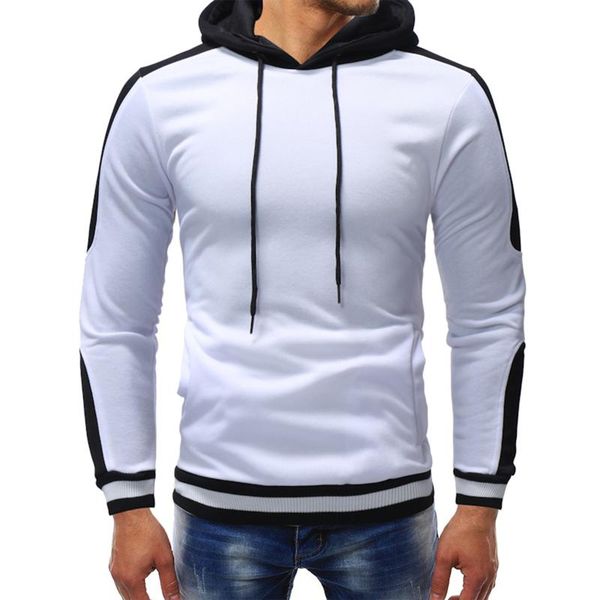 

Men's Hoodies & Sweatshirts Autumn Casual Solid Color Long Sleeved Threaded Matching Hooded Top Fashion Streetwear Sweatshirt, Black