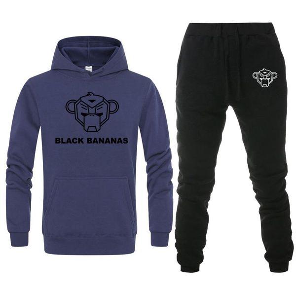 Felpe con cappuccio da uomo Felpe con cappuccio arancione Lettera di marca stampata BANANE NERE Set di due pezzi Tuta con cappuccio Uomo / donna Abbigliamento sportivo Felpe con cappuccio + pantaloni della tuta Jogg MVN9