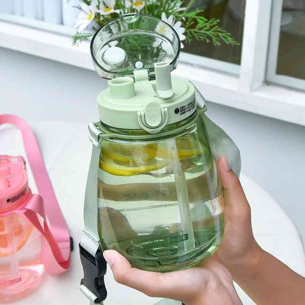 

large pudding straw large capacity outdoor sports backpack kettle double drink plastic cup
