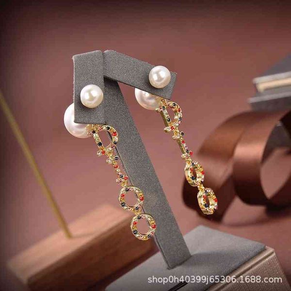 

75% off outlet online new earrings net red same female minority tassel earrings front and back pearl color, Golden