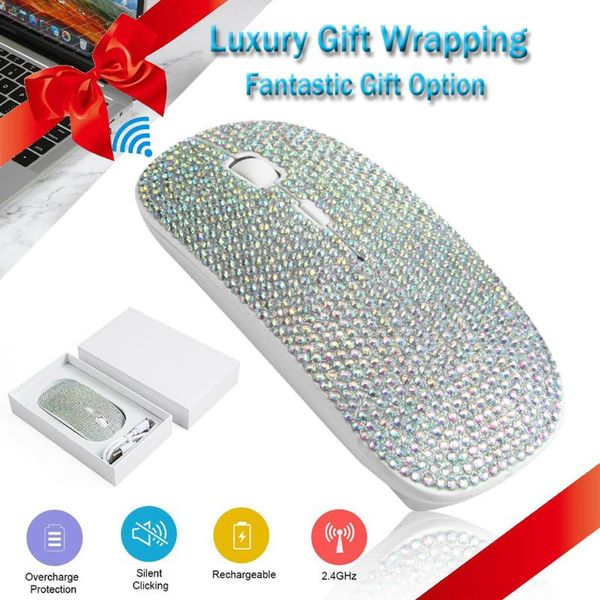 

mice carprie dazzling rechargeable 2.4g wireless mouse covered with rhinestone crystal gift ratÃ³n inalÃ¡mbrico diamond
