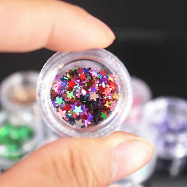 

12 color stars nail/body/eye glitter powder laser paillettes diy nail art women superfine decorations fashion 2020 new, Silver;gold