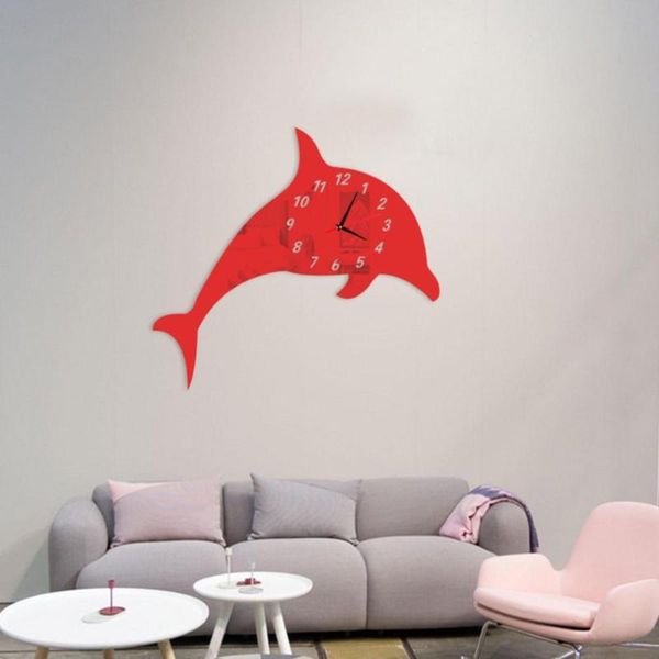 

wall clocks fashion clock creative dolphin shape sticker
