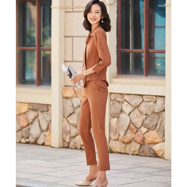 

pant 2021 spring summer fashion female business office lady more size suits for women blouse and pants two pieces together, White