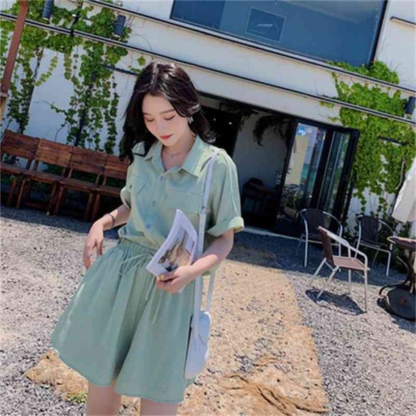

dsigners maje brian summer new short sleeve sports two piece suit fashion tooling suit casual shorts, White