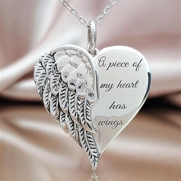 

pendant necklaces trend silver plated letter angel heart for women fashion jewelry link chain wedding party gift