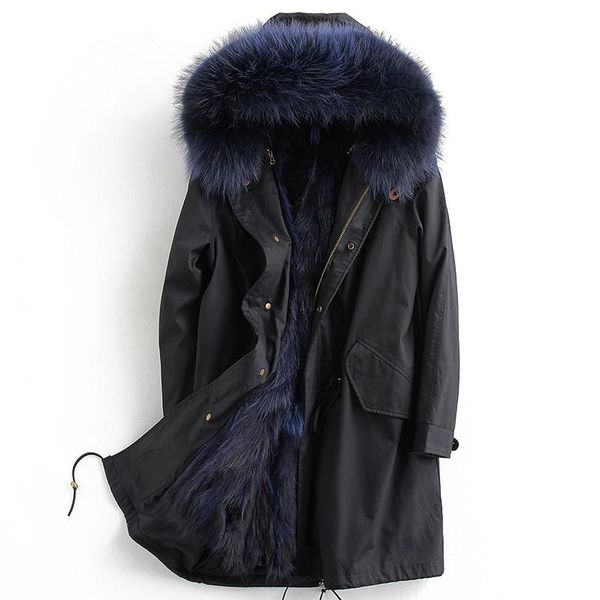 

men's leather & faux real fur coat raccoon parka winter jacket men clothes 2021 male warm long coats plus size 5xl ml-pk10 my1702, Black