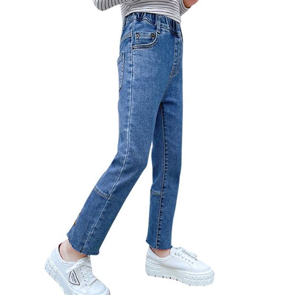 

jeans for girls solid color spring autumn kids casual style children's clothes 6 8 10 12 14, Blue