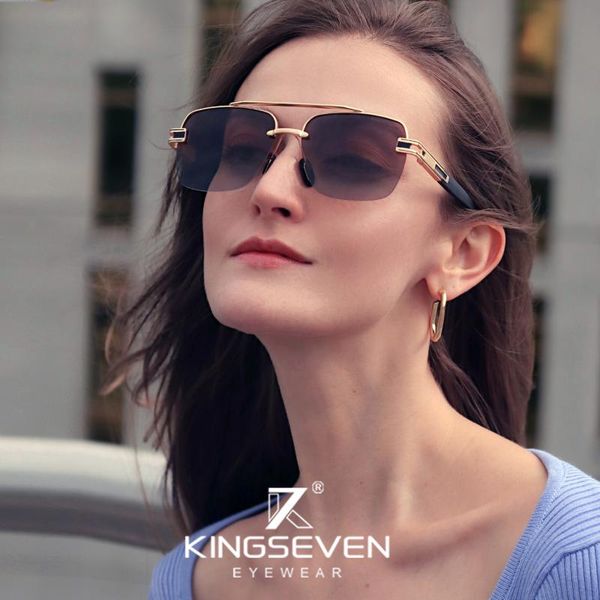 

sunglasses kingseven design women polarized gradient sun glasses semi-rimless frame masculino, White;black