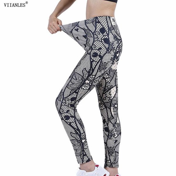

women's leggings viianles summer women gray love printing sporting fitness high waist elastic pants exercise plus size trousers, Black