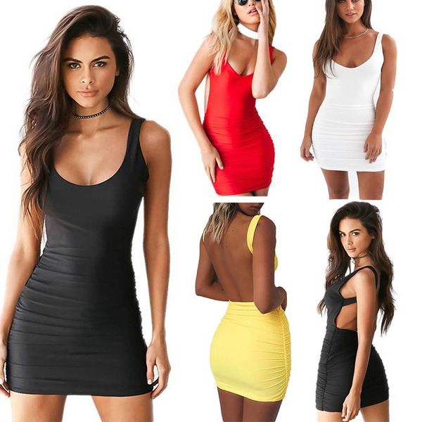 

casual dresses women bodycon dress v-neck sleeveless backless low cut club party mini female vestido summer, Black;gray