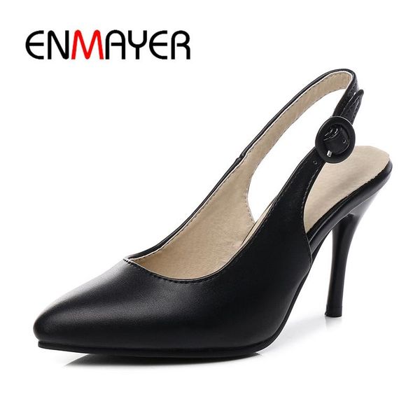

arrival lady elegant buckle strap thin heels women pointed toe high heel sandals big size 34-43 zyl314, Black