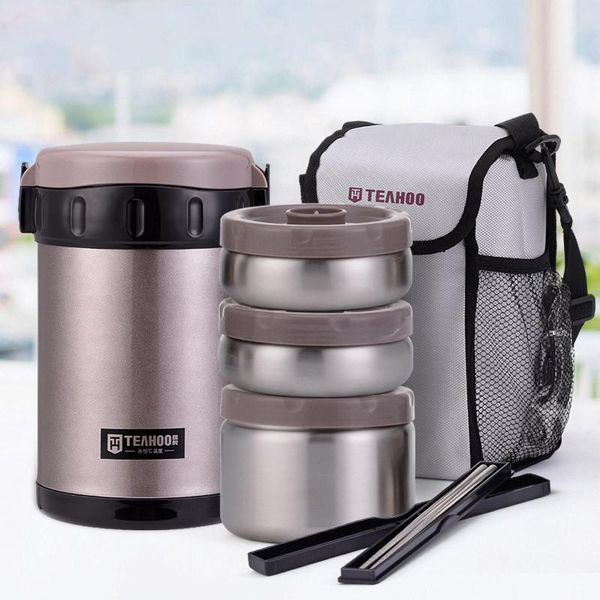 

insulated lunch box 3 layer student bento large capacity stainless steel vacuum insulation barrel 12 hours for winter dinnerware sets