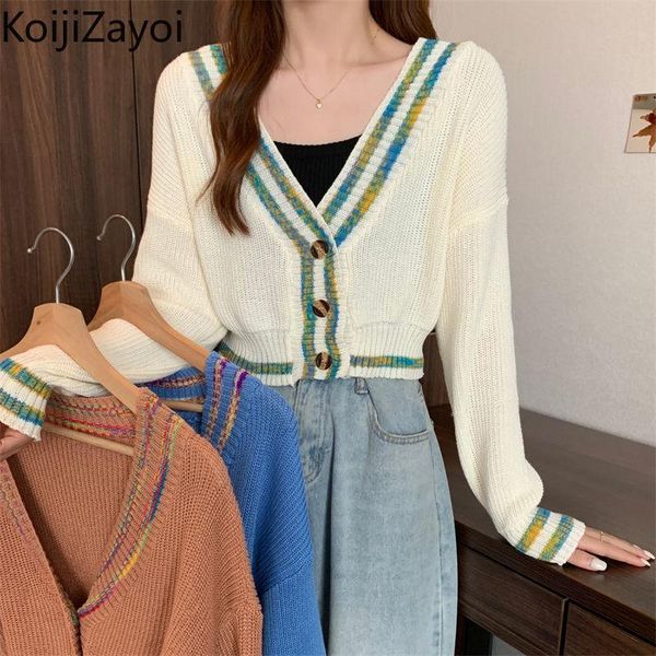 

women's knits & tees koijizayoi casual women loose knitted cardigan v neck fashion lady chic korean kardigan long sleeve single breaste, White