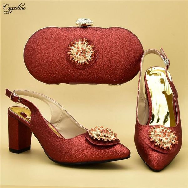 

dress shoes luxury red woman and purse bag set to match african lady pointed toe high heels pumps with handbag clutch 108-1 7cm, Black