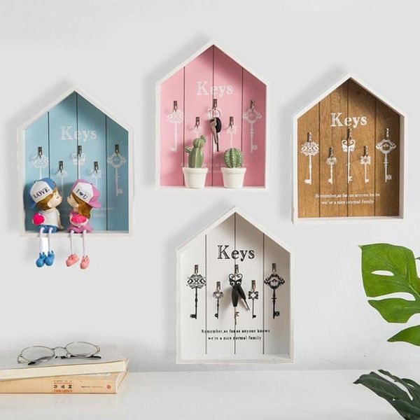 

hooks & rails vintage parts storage box key holder house hanging rack shabby chic wall mounted decorations