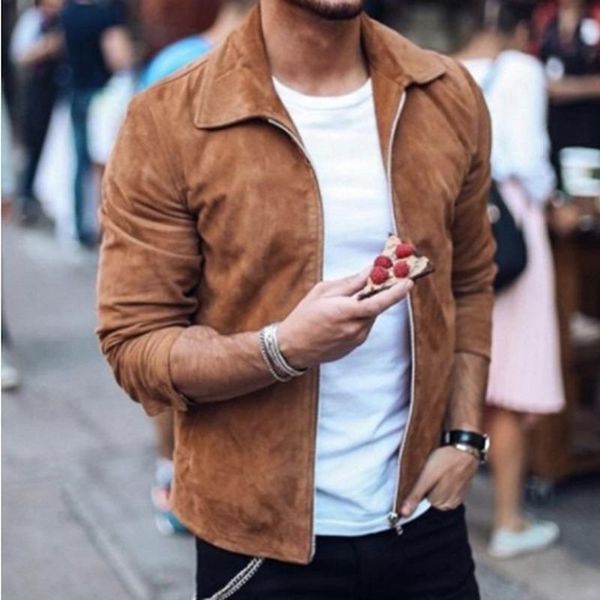 

men's jackets 2021 deerskin fleece jacket small men fashion mens clothing trends clothes high collar zip up, Black;brown