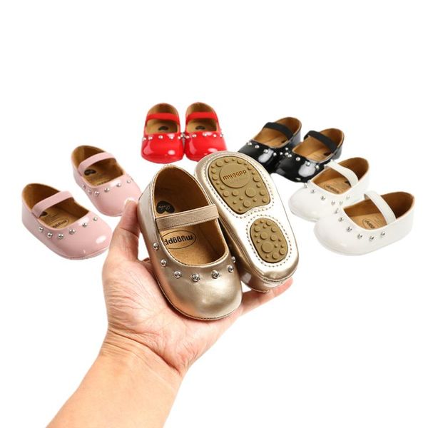 

baby girl shoes cute solid color anti-slip pu leather prewalker for girls first walkers athletic & outdoor, Black