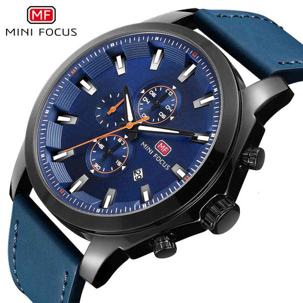 

fashion watches mini focus / men's watch calendar luminous waterproof leather strap selling mf0082g, Slivery;brown