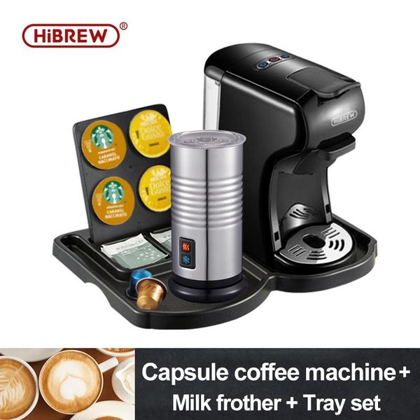 

hibrew coffee machine full automatic with stainless steel & cold milk foaming plastic tray set roasters