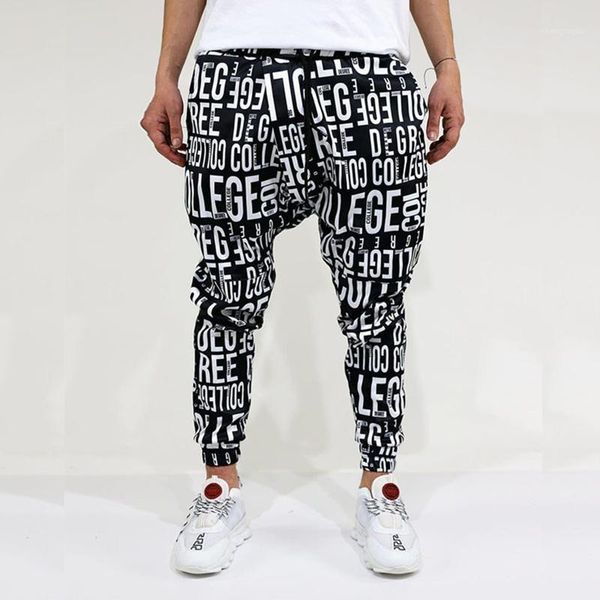 

the 2021 casual skinny joggers sweatpants men fashion printing trousers male trend sportswear streetwear tight pencil pants men's, Black