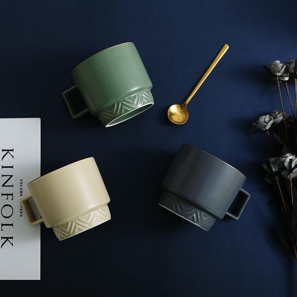 

mugs 350ml creative nordic light luxury with handle pure color heat-resistant ceramic cup couple afternoon tea milk coffee