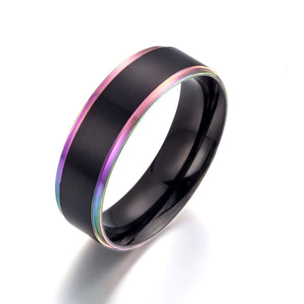 

straight jewelry two black color groove ring, titanium steel intermetallic wire drawing