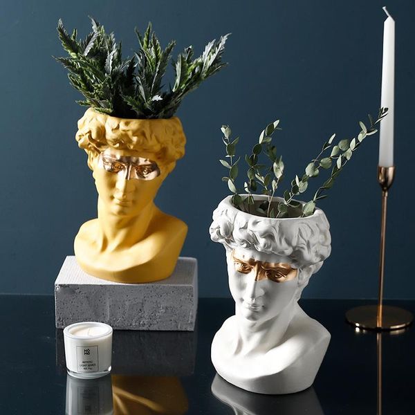 

vases flower pot david head resin statues home decoration davids vase planters for succulents deskdecor