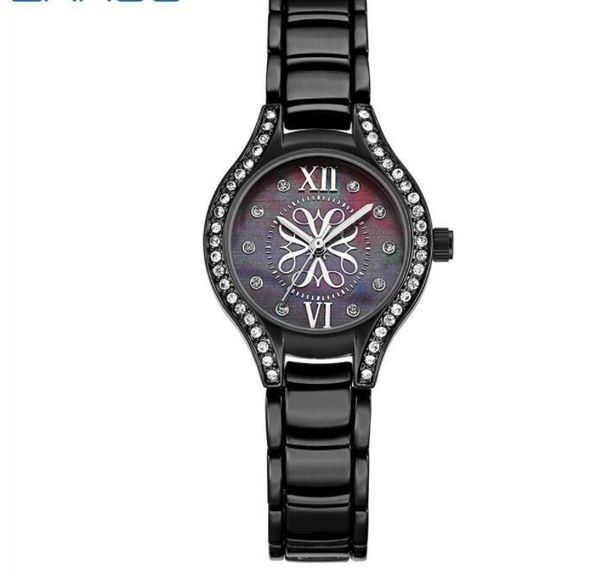 

new seller crrju fashion women watches analog display stainless steel elegant quartz watch life waterproof good gift lady watch with box, Slivery;brown