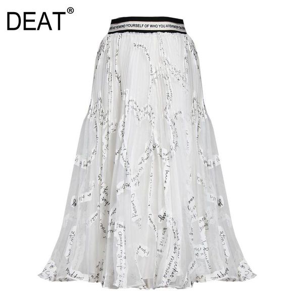 

high waist striped embroidery a-line anlke length pleasted organza halfbody skirt female bottoms wo52500l skirts, Black