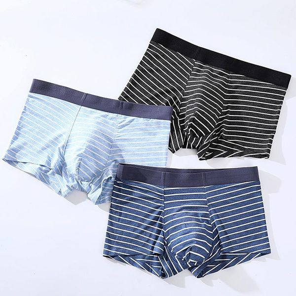 

underpants men's centre waist stripe boxer shorts pajamas underwear panties trunks sleep bottoms cueca homme sleepwear, Black;white