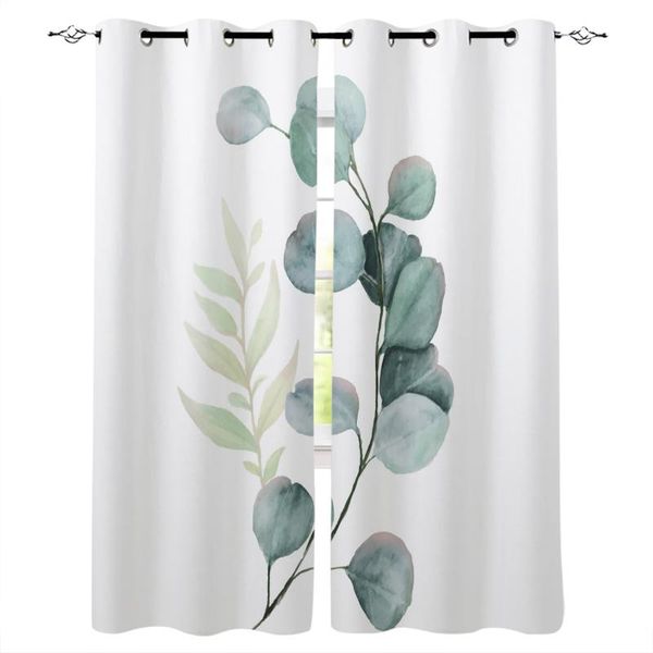 

plant leaves green white window curtains for living room bedroom kitchen modern home decoration drapes blinds curtain &